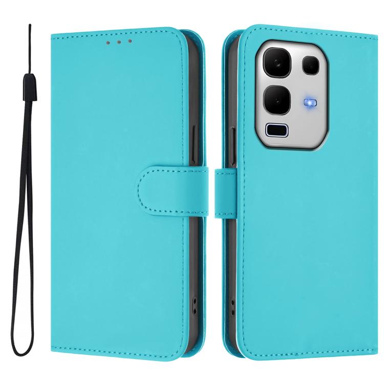 For Infinix Note 50S Skin Feel Solid Color Leather Phone Case with Lanyard