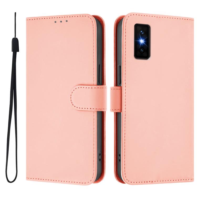 For Infinix GT 30 Pro Skin Feel Solid Color Leather Phone Case with Lanyard