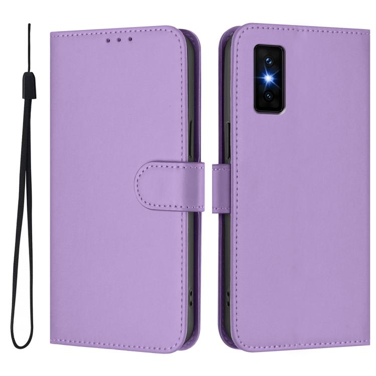 For Infinix GT 30 Pro Skin Feel Solid Color Leather Phone Case with Lanyard