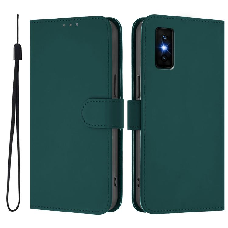 For Infinix GT 30 Pro Skin Feel Solid Color Leather Phone Case with Lanyard