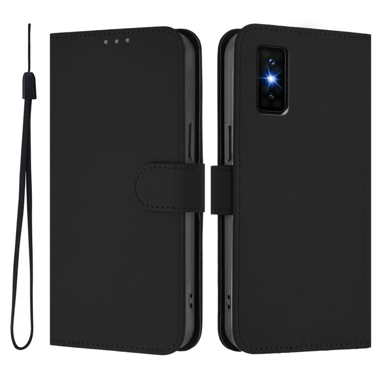 For Infinix GT 30 Pro Skin Feel Solid Color Leather Phone Case with Lanyard