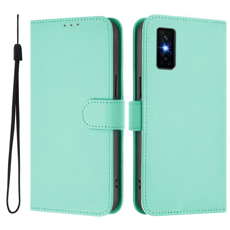 For Infinix GT 30 Pro Skin Feel Solid Color Leather Phone Case with Lanyard