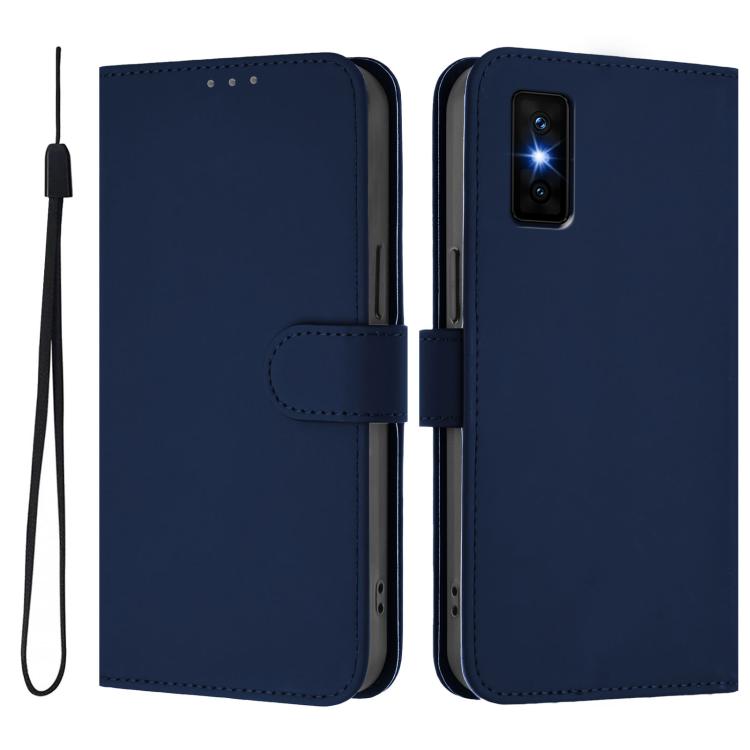 For Infinix GT 30 Pro Skin Feel Solid Color Leather Phone Case with Lanyard