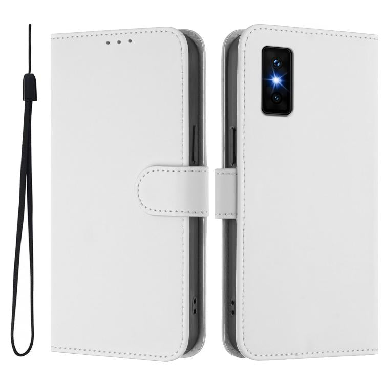 For Infinix GT 30 Pro Skin Feel Solid Color Leather Phone Case with Lanyard