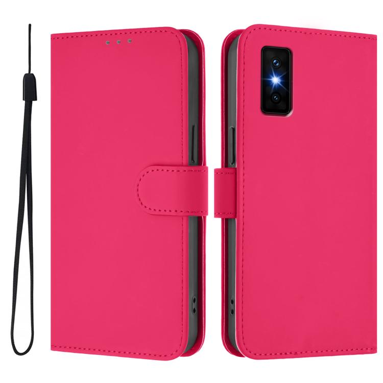 For Infinix GT 30 Pro Skin Feel Solid Color Leather Phone Case with Lanyard