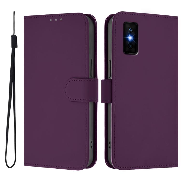 For Infinix GT 30 Pro Skin Feel Solid Color Leather Phone Case with Lanyard