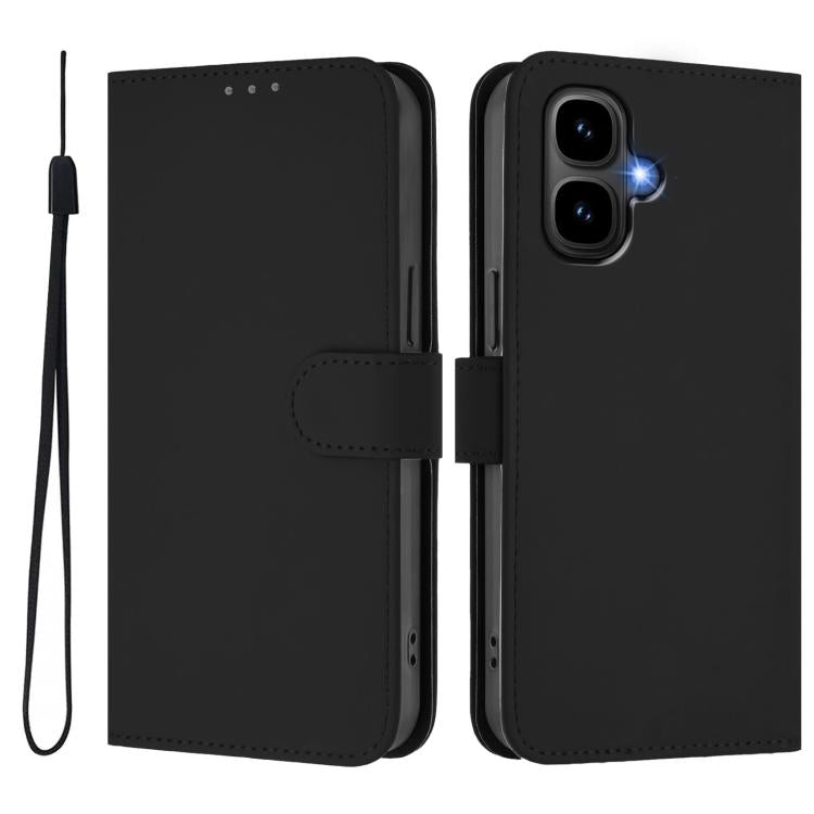 For Infinix Smart 10 4G Skin Feel Solid Color Leather Phone Case with Lanyard
