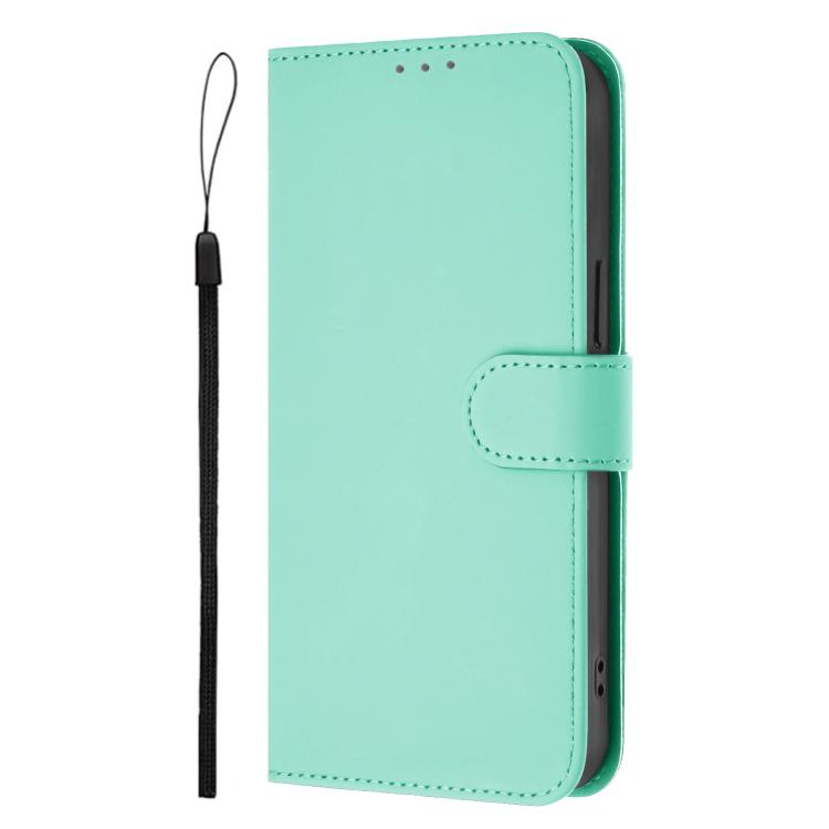 For Infinix Smart 10 Plus Skin Feel Solid Color Leather Phone Case with Lanyard