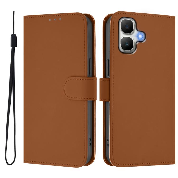 For Infinix Smart 20 4G / X6840 Skin Feel Solid Color Leather Phone Case with Lanyard