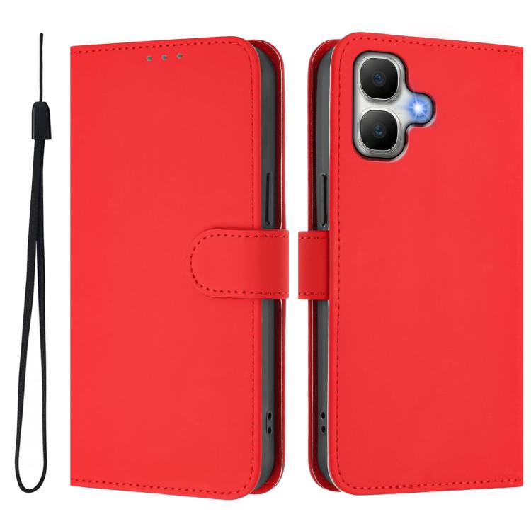 For Infinix Smart 20 4G / X6840 Skin Feel Solid Color Leather Phone Case with Lanyard