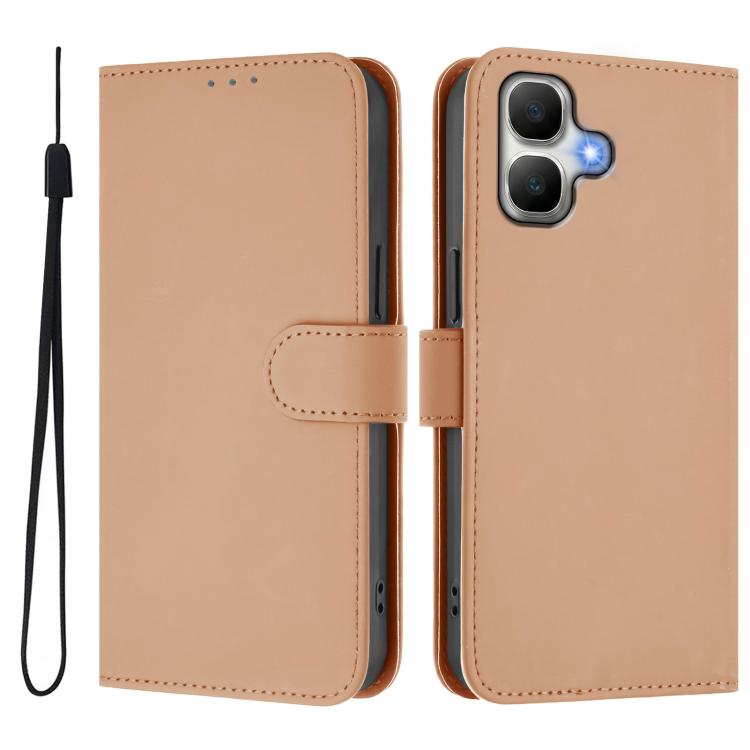 For Infinix Smart 20 4G / X6840 Skin Feel Solid Color Leather Phone Case with Lanyard