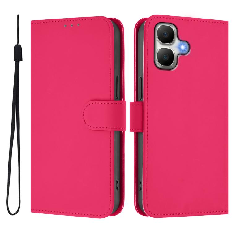 For Infinix Smart 20 4G / X6840 Skin Feel Solid Color Leather Phone Case with Lanyard