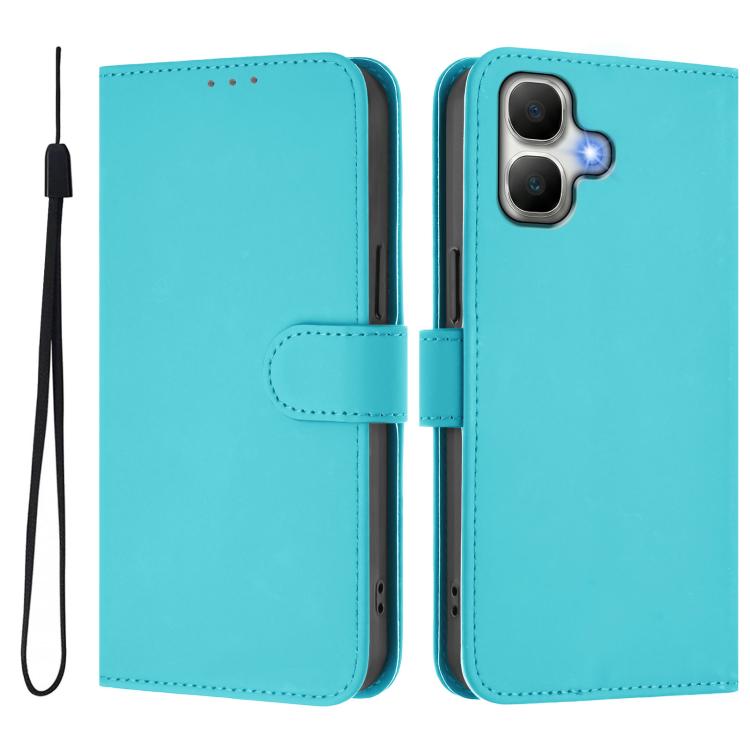 For Infinix Smart 20 4G / X6840 Skin Feel Solid Color Leather Phone Case with Lanyard