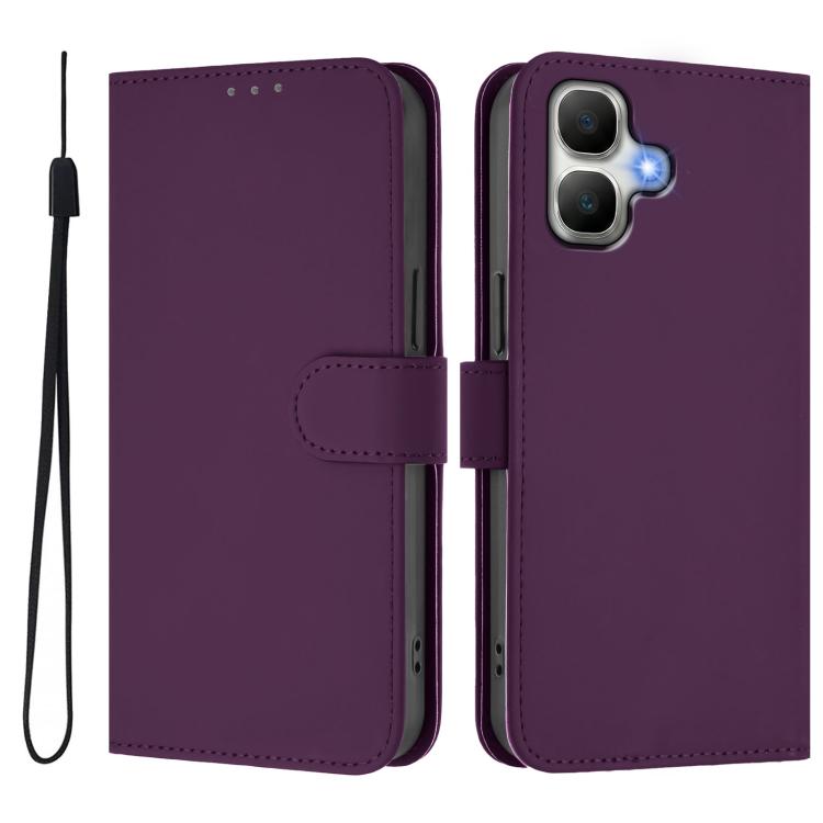 For Infinix Smart 20 4G / X6840 Skin Feel Solid Color Leather Phone Case with Lanyard