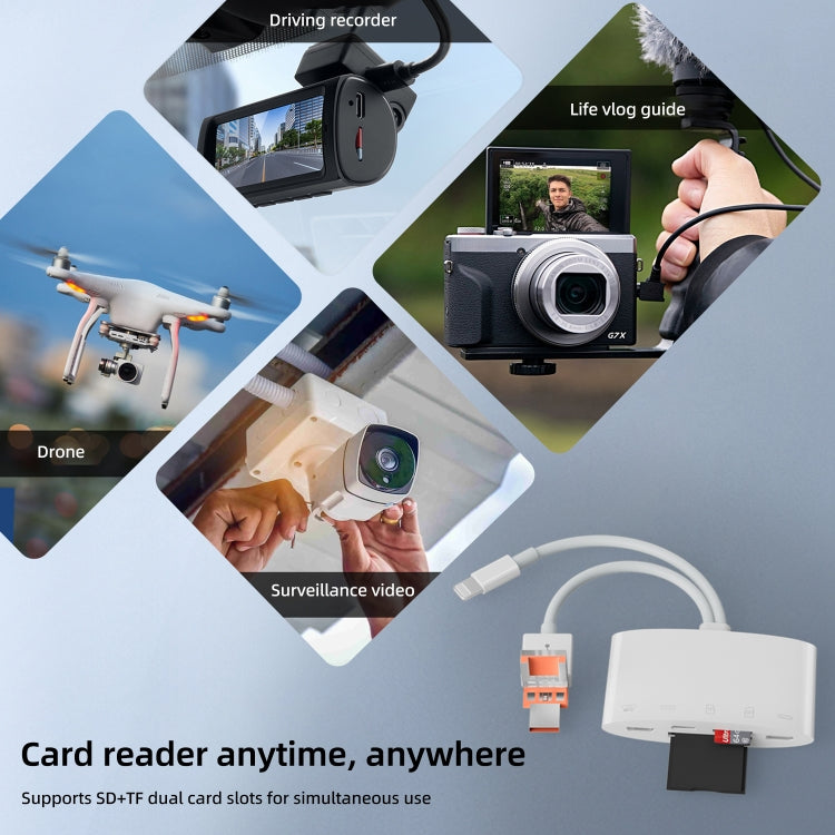 NK-1040TL Pro USB-C / Type-C, 8 Pin, USB to USB-C / Type-C, 8 Pin, Micro USB, TF, SD Card Reader Adapter - White