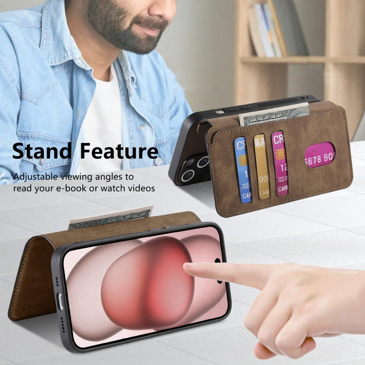For iPhone 15 CaseNeo MagSafe RFID Anti-theft Retro Leather Phone Case