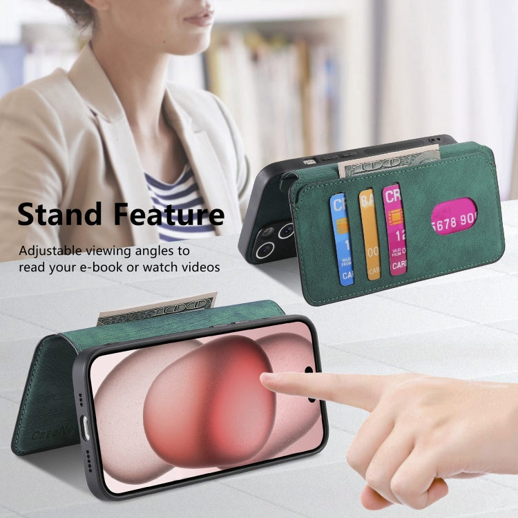 For iPhone 15 CaseNeo MagSafe RFID Anti-theft Retro Leather Phone Case