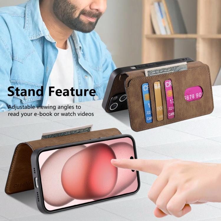 For iPhone 17e / 16e CaseNeo MagSafe RFID Anti-theft Retro Leather Phone Case