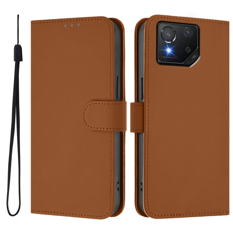 For Asus ROG Phone 8 / 8 Pro Skin Feel Solid Color Leather Phone Case with Lanyard