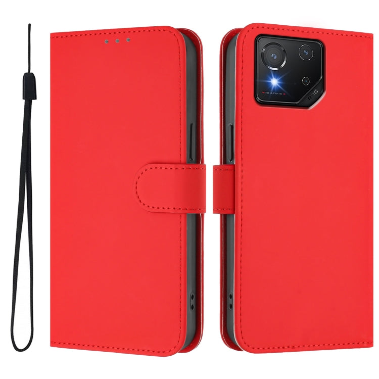 For Asus ROG Phone 8 / 8 Pro Skin Feel Solid Color Leather Phone Case with Lanyard