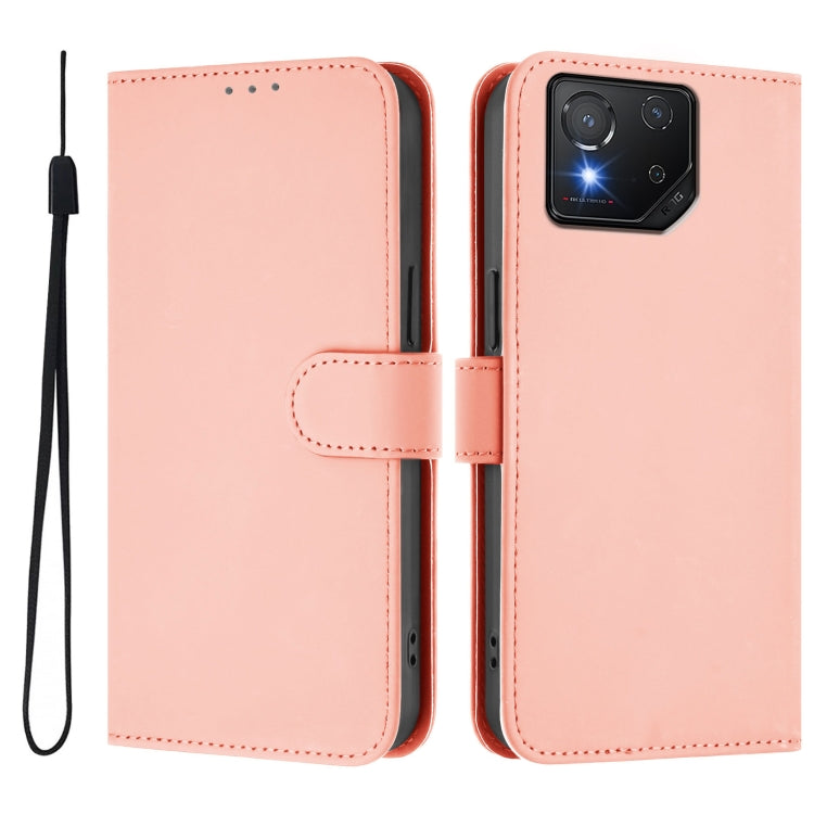 For Asus ROG Phone 8 / 8 Pro Skin Feel Solid Color Leather Phone Case with Lanyard