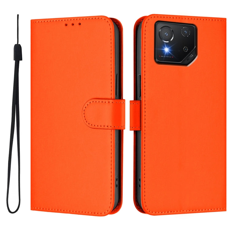 For Asus ROG Phone 8 / 8 Pro Skin Feel Solid Color Leather Phone Case with Lanyard