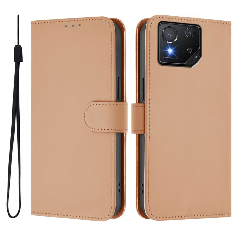 For Asus ROG Phone 8 / 8 Pro Skin Feel Solid Color Leather Phone Case with Lanyard