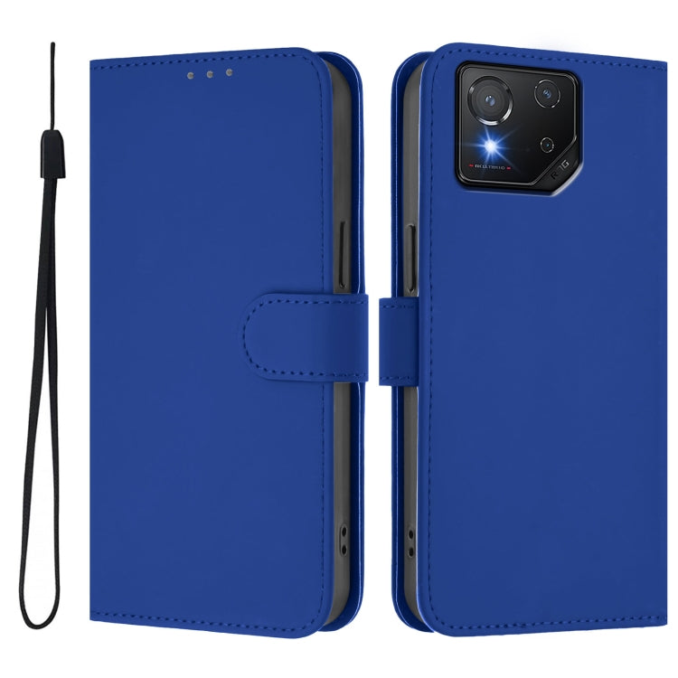 For Asus ROG Phone 8 / 8 Pro Skin Feel Solid Color Leather Phone Case with Lanyard