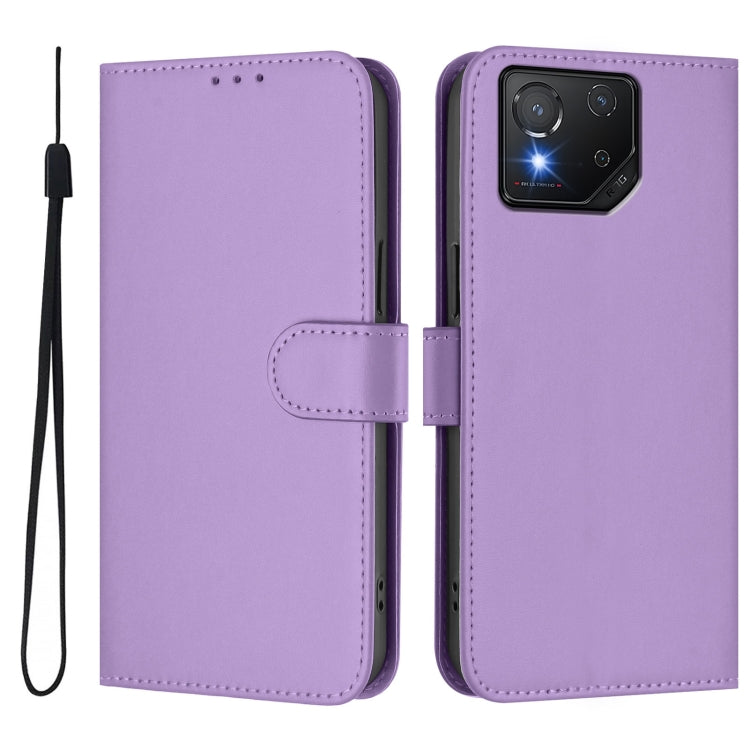 For Asus ROG Phone 8 / 8 Pro Skin Feel Solid Color Leather Phone Case with Lanyard