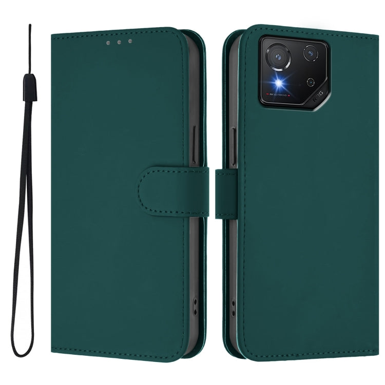 For Asus ROG Phone 8 / 8 Pro Skin Feel Solid Color Leather Phone Case with Lanyard
