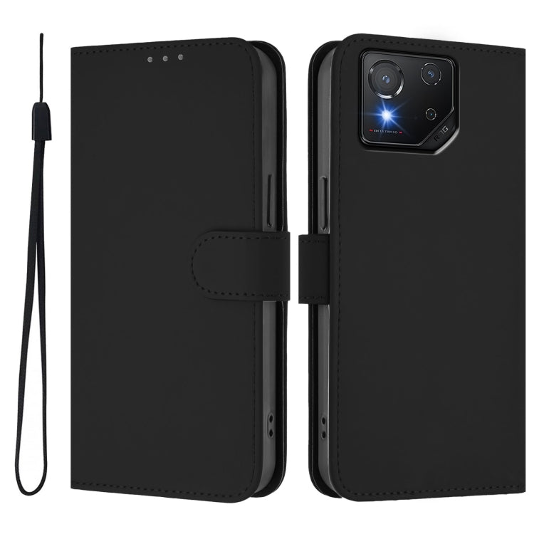 For Asus ROG Phone 8 / 8 Pro Skin Feel Solid Color Leather Phone Case with Lanyard
