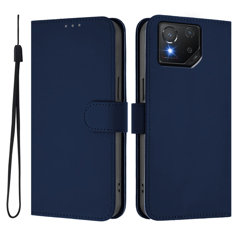 For Asus ROG Phone 8 / 8 Pro Skin Feel Solid Color Leather Phone Case with Lanyard
