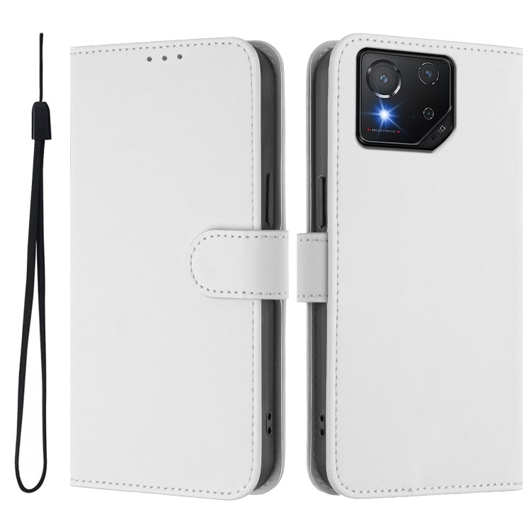 For Asus ROG Phone 8 / 8 Pro Skin Feel Solid Color Leather Phone Case with Lanyard