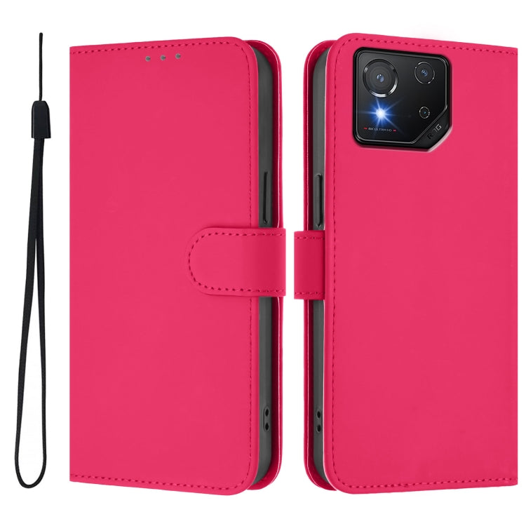 For Asus ROG Phone 8 / 8 Pro Skin Feel Solid Color Leather Phone Case with Lanyard