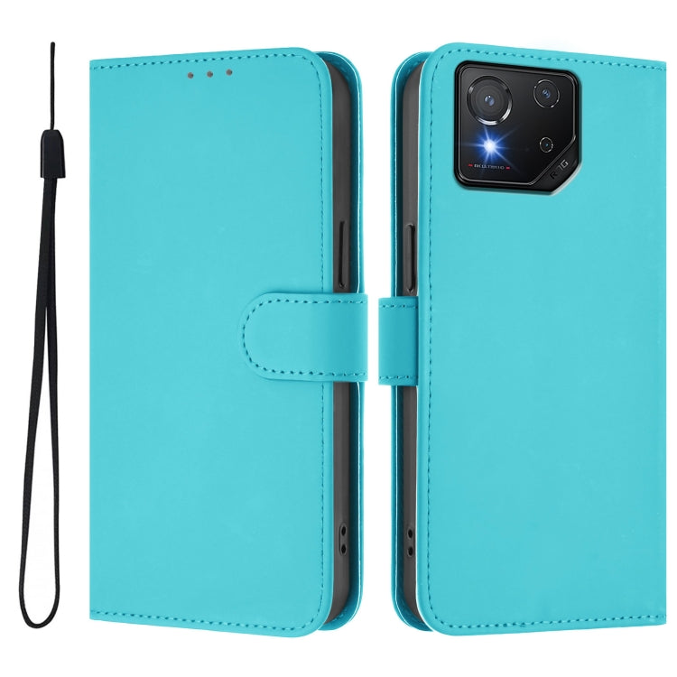 For Asus ROG Phone 8 / 8 Pro Skin Feel Solid Color Leather Phone Case with Lanyard