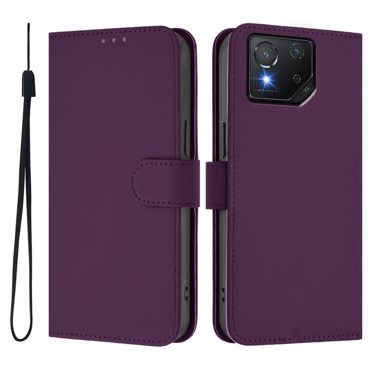 For Asus ROG Phone 8 / 8 Pro Skin Feel Solid Color Leather Phone Case with Lanyard