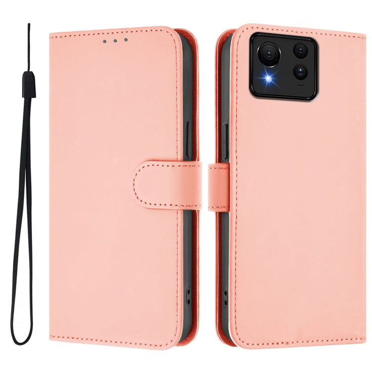 For Asus Zenfone 11 Ultra Skin Feel Solid Color Leather Phone Case with Lanyard