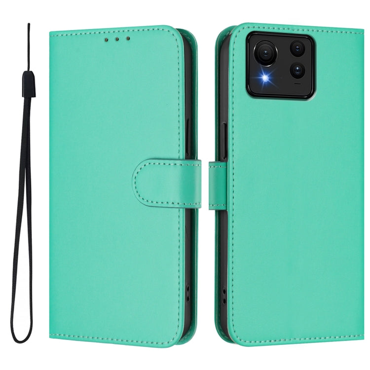 For Asus Zenfone 11 Ultra Skin Feel Solid Color Leather Phone Case with Lanyard