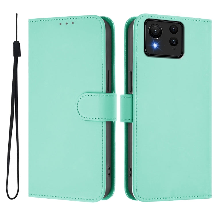For Asus Zenfone 11 Ultra Skin Feel Solid Color Leather Phone Case with Lanyard