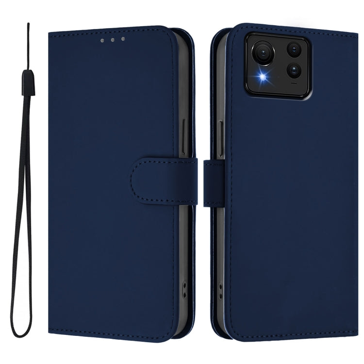 For Asus Zenfone 11 Ultra Skin Feel Solid Color Leather Phone Case with Lanyard