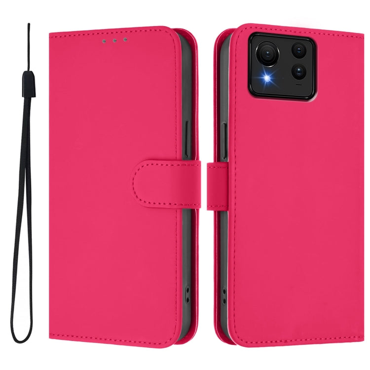 For Asus Zenfone 11 Ultra Skin Feel Solid Color Leather Phone Case with Lanyard