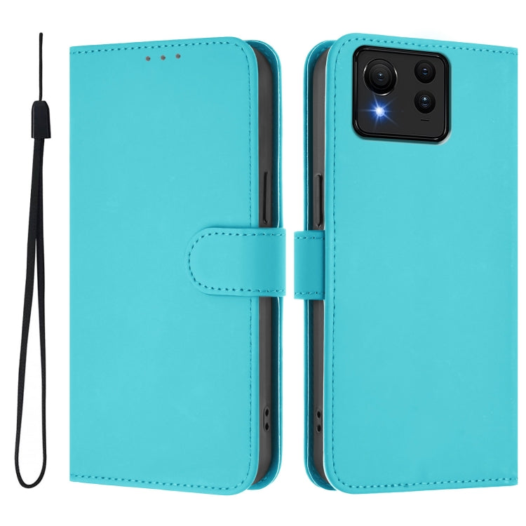 For Asus Zenfone 11 Ultra Skin Feel Solid Color Leather Phone Case with Lanyard