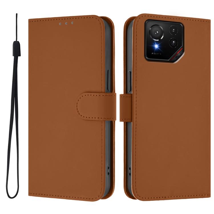 For Asus ROG Phone 9 / 9 Pro Skin Feel Solid Color Leather Phone Case with Lanyard
