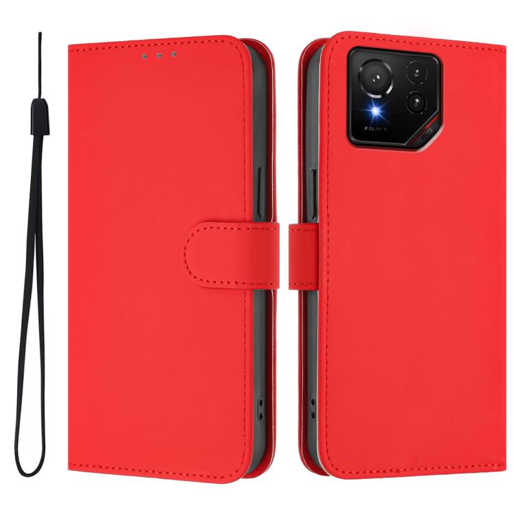 For Asus ROG Phone 9 / 9 Pro Skin Feel Solid Color Leather Phone Case with Lanyard