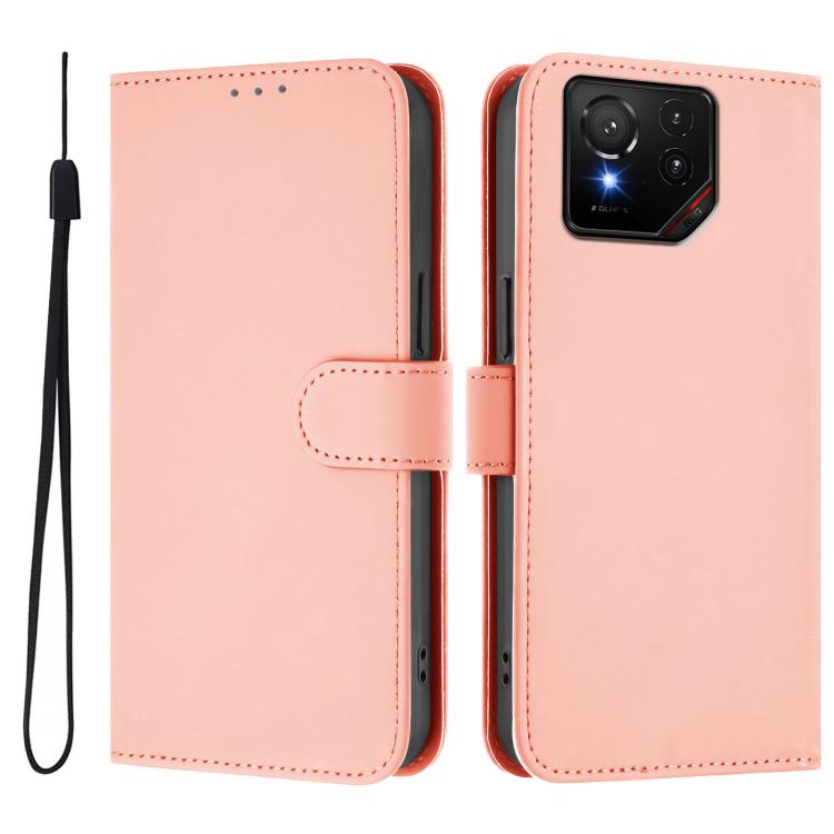 For Asus ROG Phone 9 / 9 Pro Skin Feel Solid Color Leather Phone Case with Lanyard