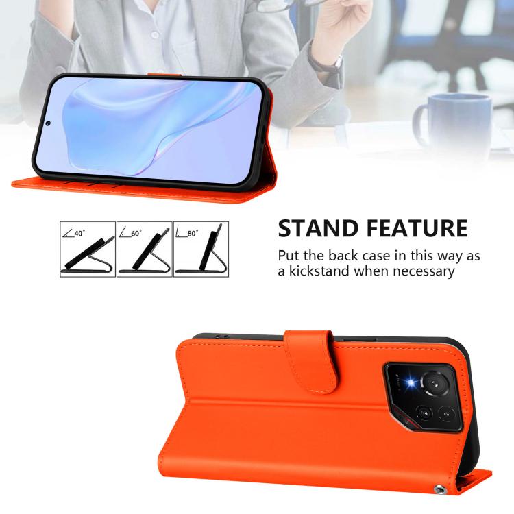 For Asus ROG Phone 9 / 9 Pro Skin Feel Solid Color Leather Phone Case with Lanyard