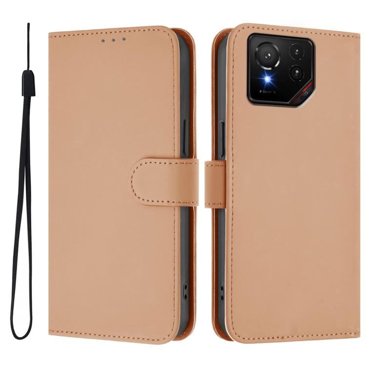 For Asus ROG Phone 9 / 9 Pro Skin Feel Solid Color Leather Phone Case with Lanyard
