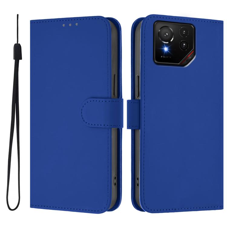 For Asus ROG Phone 9 / 9 Pro Skin Feel Solid Color Leather Phone Case with Lanyard