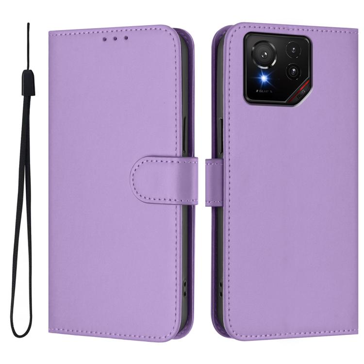 For Asus ROG Phone 9 / 9 Pro Skin Feel Solid Color Leather Phone Case with Lanyard