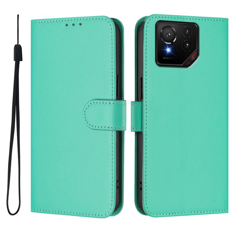 For Asus ROG Phone 9 / 9 Pro Skin Feel Solid Color Leather Phone Case with Lanyard